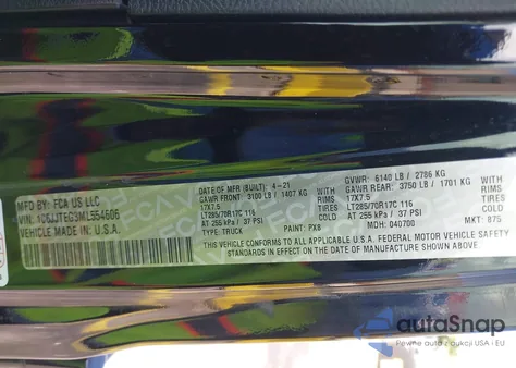 2021 Jeep Gladiator Mojave 4X4 z USA, uszkodzony, nr VIN 1C6JJTEG3ML554606